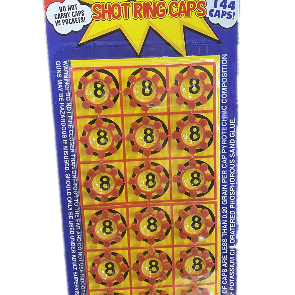 6 Cards of 8-Shot Ring Caps – 144 Shots Each, Total 684 Shots – Toy Gun Cap Refills