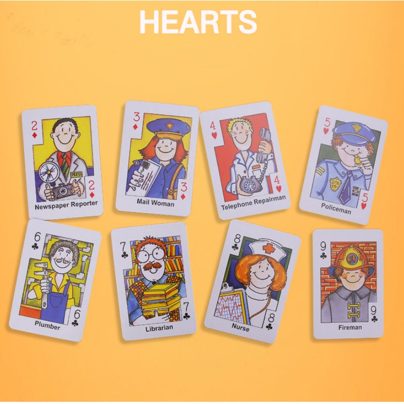 Card Games: Crazy Eight Hearts Old Maid Fish Educational children card games - Set of 4 Assorted