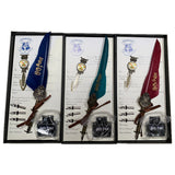 Pens & Pencils: Harry Potter Vintage Feather Dip Pen Writing Set with ink Calligraphy Quill Pen Gifts - NAVY BLUE