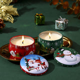 Candles & Diffusers: 4 Pcs of Scented Candle Tinplate Jar Wax Plant Candle Christmas Gift