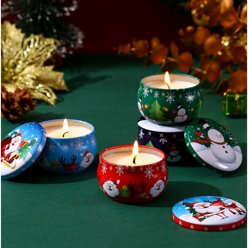 Candles & Diffusers: 4 Pcs of Scented Candle Tinplate Jar Wax Plant Candle Christmas Gift