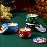 Candles & Diffusers: 4 Pcs of Scented Candle Tinplate Jar Wax Plant Candle Christmas Gift
