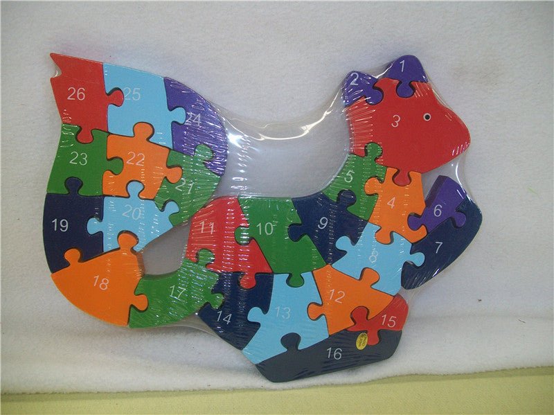 WOODEN ANIMAL PUZZLES ALPHABET AND NUMBER ASSORTED - Owl