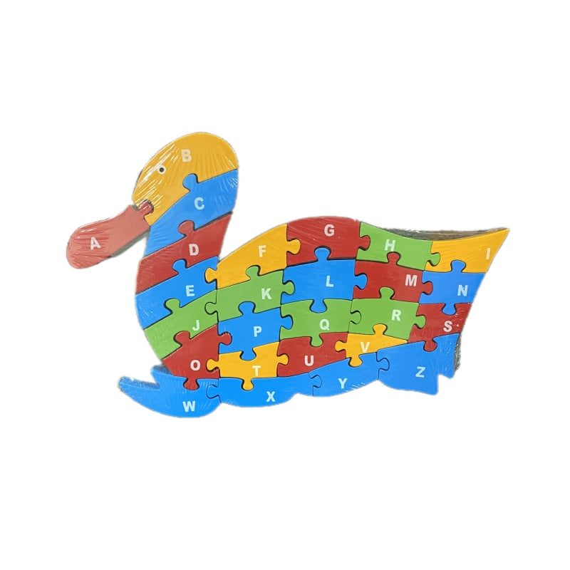 WOODEN ANIMAL PUZZLES ALPHABET AND NUMBER ASSORTED - Elephant