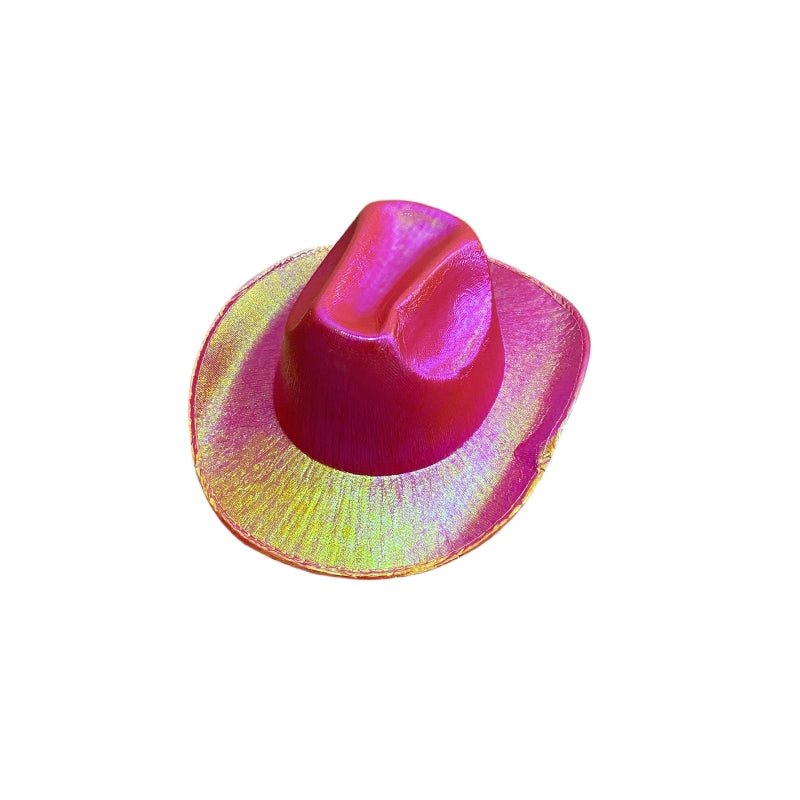 Holographic Cowboy Party Hat (Adult Size) - Rose