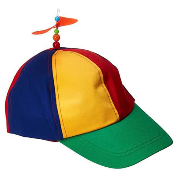 2x Propeller rainbow cap Helicopter Hat Clown Cap