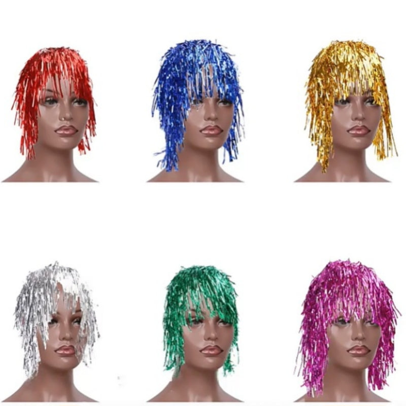 Costumes & Accessories: Party tinsel wig-assorted colour - Multi-colour
