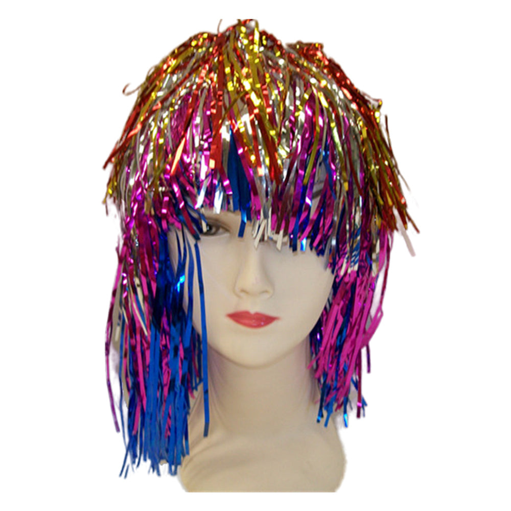 Costumes & Accessories: Party tinsel wig-assorted colour - Gold