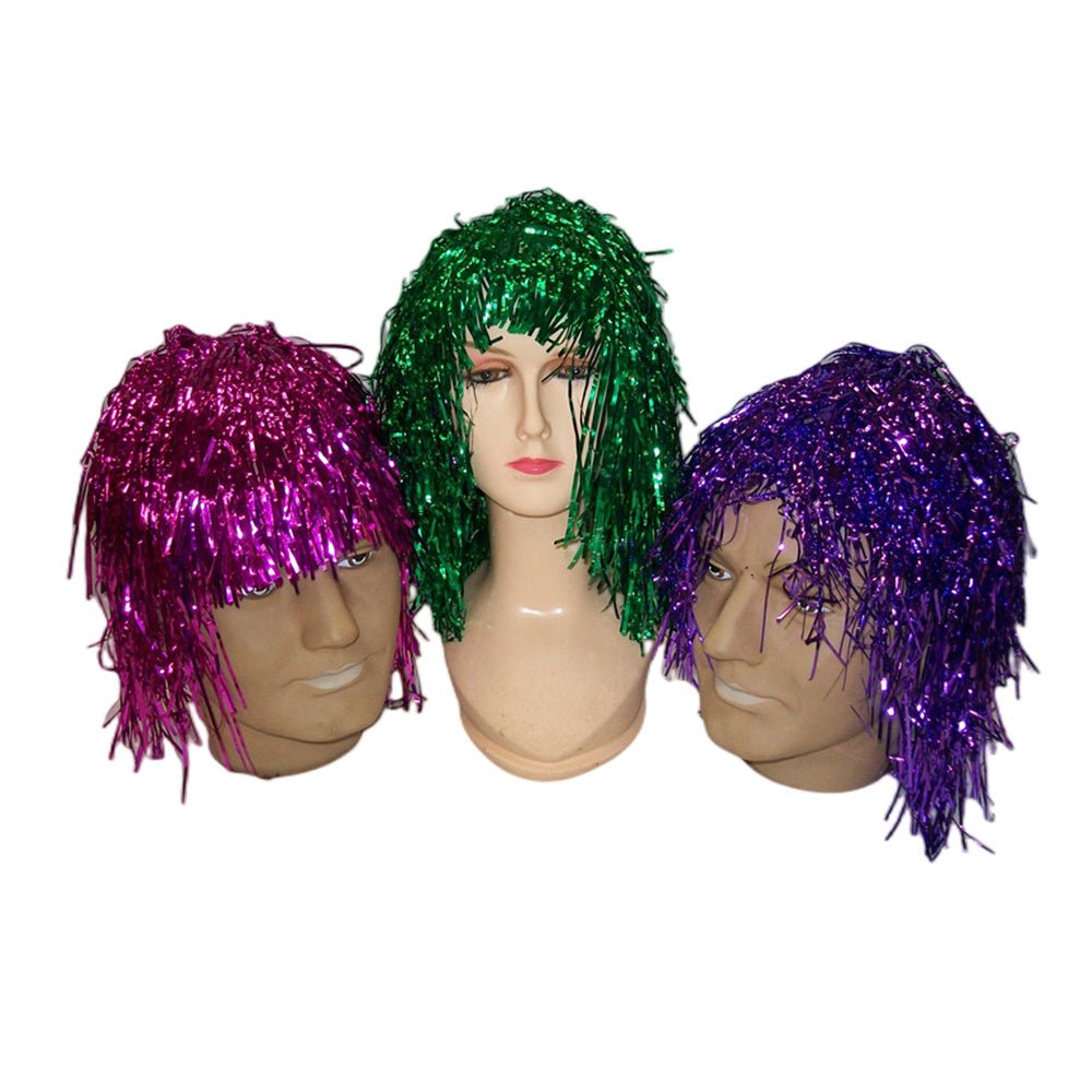Costumes & Accessories: Party tinsel wig-assorted colour - Hot Pink