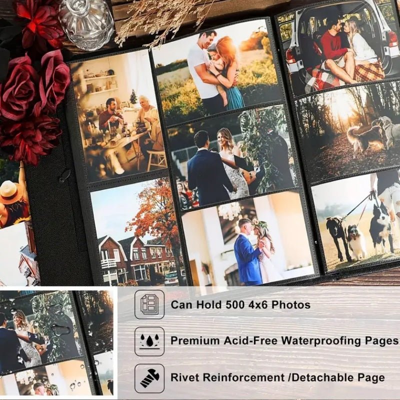 CDs & Vinyl: Extra Large 600-Pocket Leather Photo Album - Red
