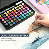 Arts & Crafts: Water paint colour set with brush metal case Portable 60 PCs Concentrated block - Blue