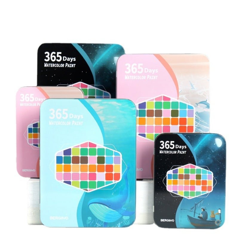 Arts & Crafts: Water paint colour set with brush metal case Portable 60 PCs Concentrated block - Blue