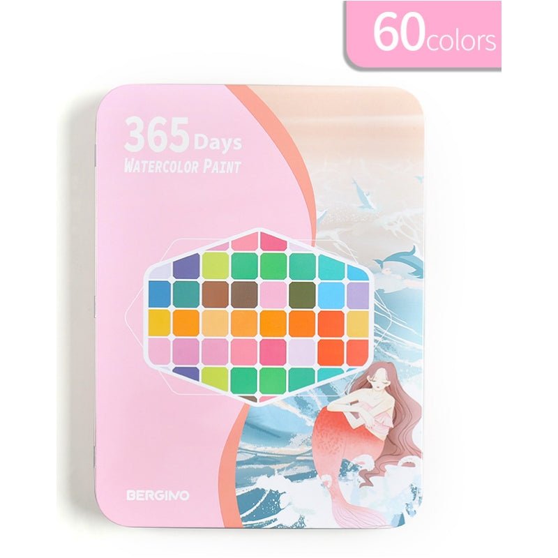 Arts & Crafts: Water paint colour set with brush metal case Portable 60 PCs Concentrated block - Blue