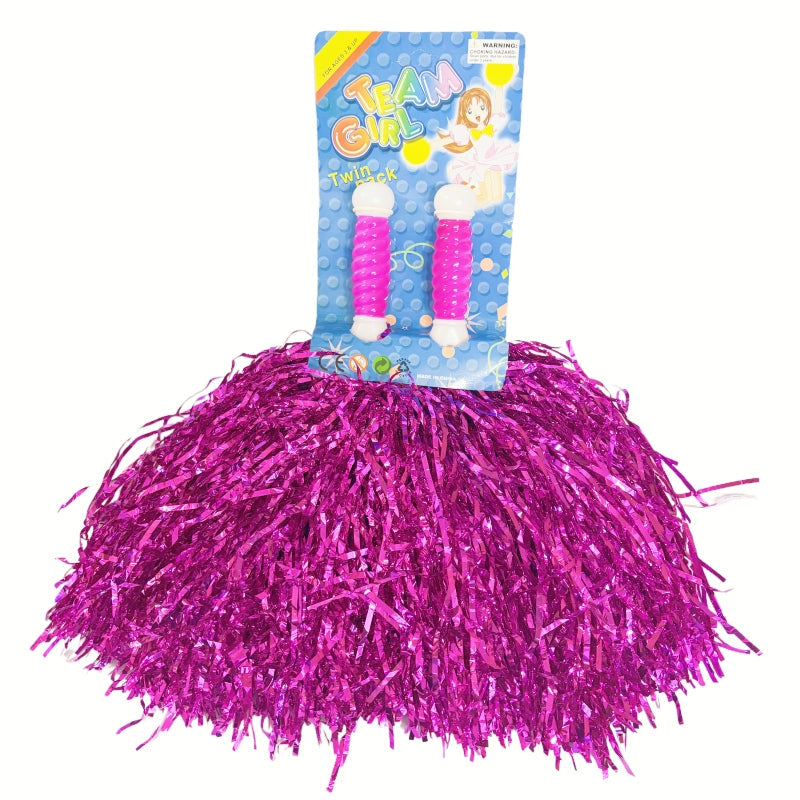 Girl's Shirts & T-shirts: 4 Sets/8pcs Metallic Team Girls' Cheerleading Dance Party Dress Pom Poms Pompoms - Pink
