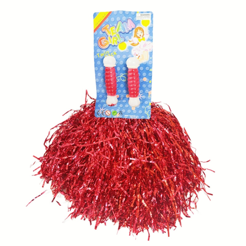 4 Sets/8pcs Metallic Team Girls' Cheerleading Dance Party Dress Pom Poms Pompoms - Red