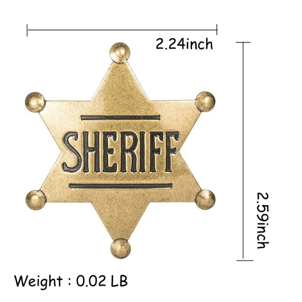 METAL SHERIFF BADGE ASSORTED COLOURS - Silver