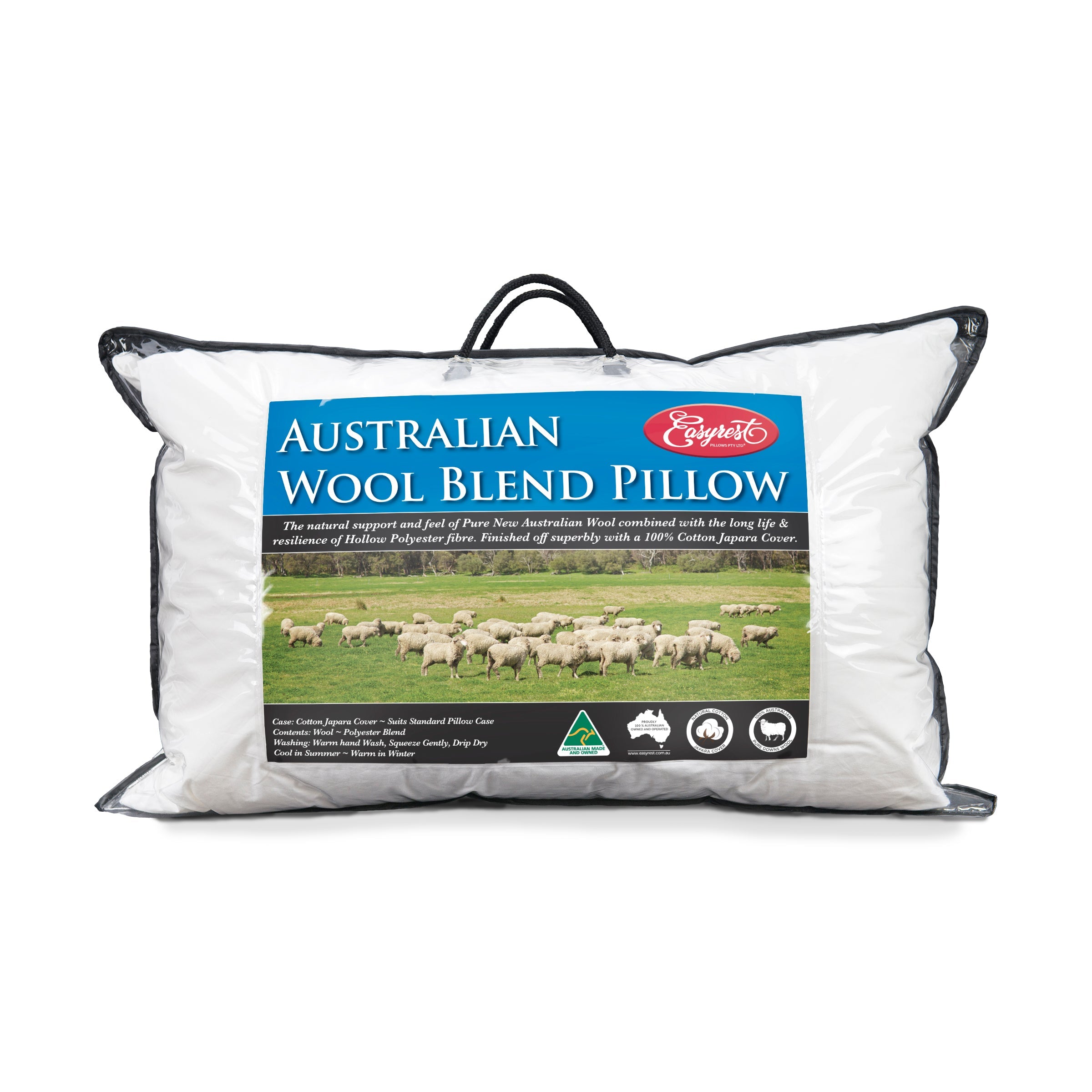 Pillows: Easy Rest Wool Blend Pillow Australian Pure downs wool fill Cotton cover