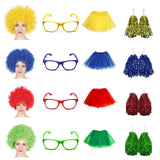 Pretend Play: School house carnival colour celebrates kit Wig Glasses Tutus and Pom Poms - Red