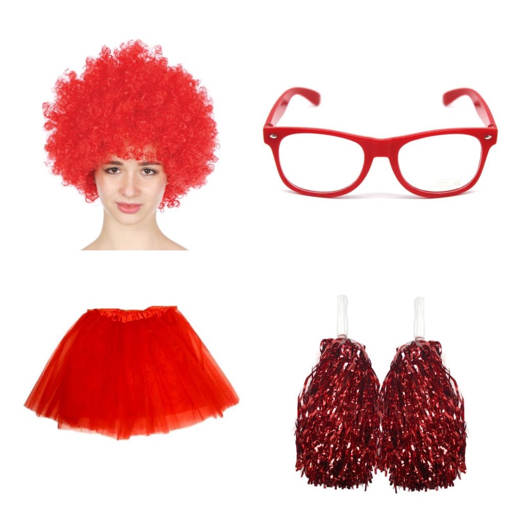 Pretend Play: School house carnival colour celebrates kit Wig Glasses Tutus and Pom Poms - Yellow