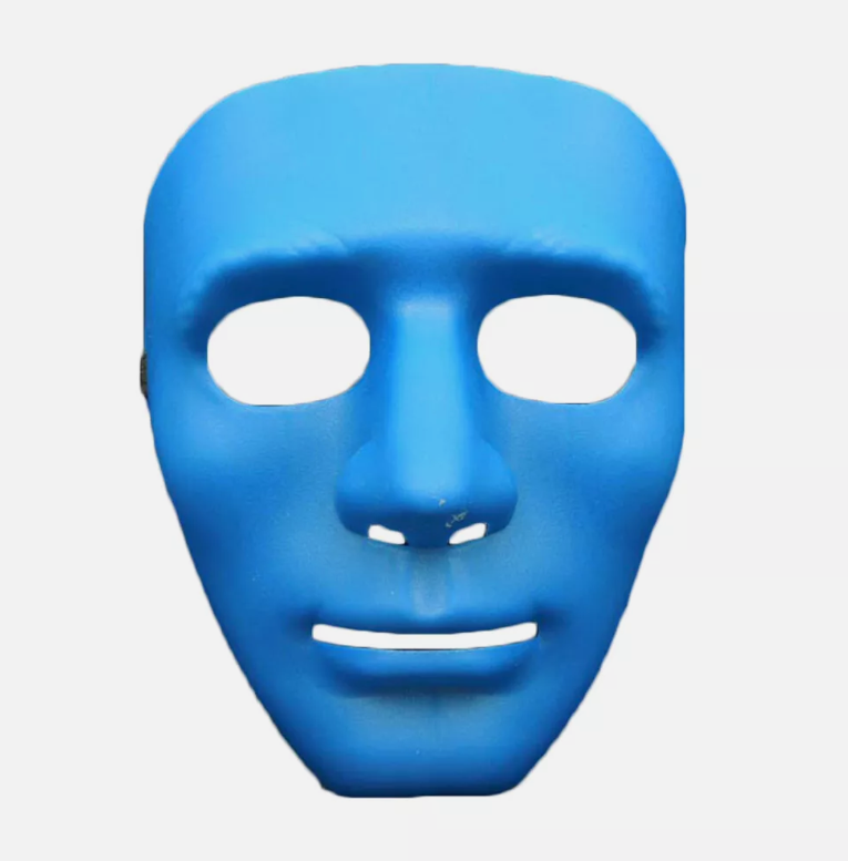 Bicycle Helmets: 2x Robot Plain Mask Purge Style Halloween Scary Ghost Blank Mask Unisex - 1xBlue +1xWhite