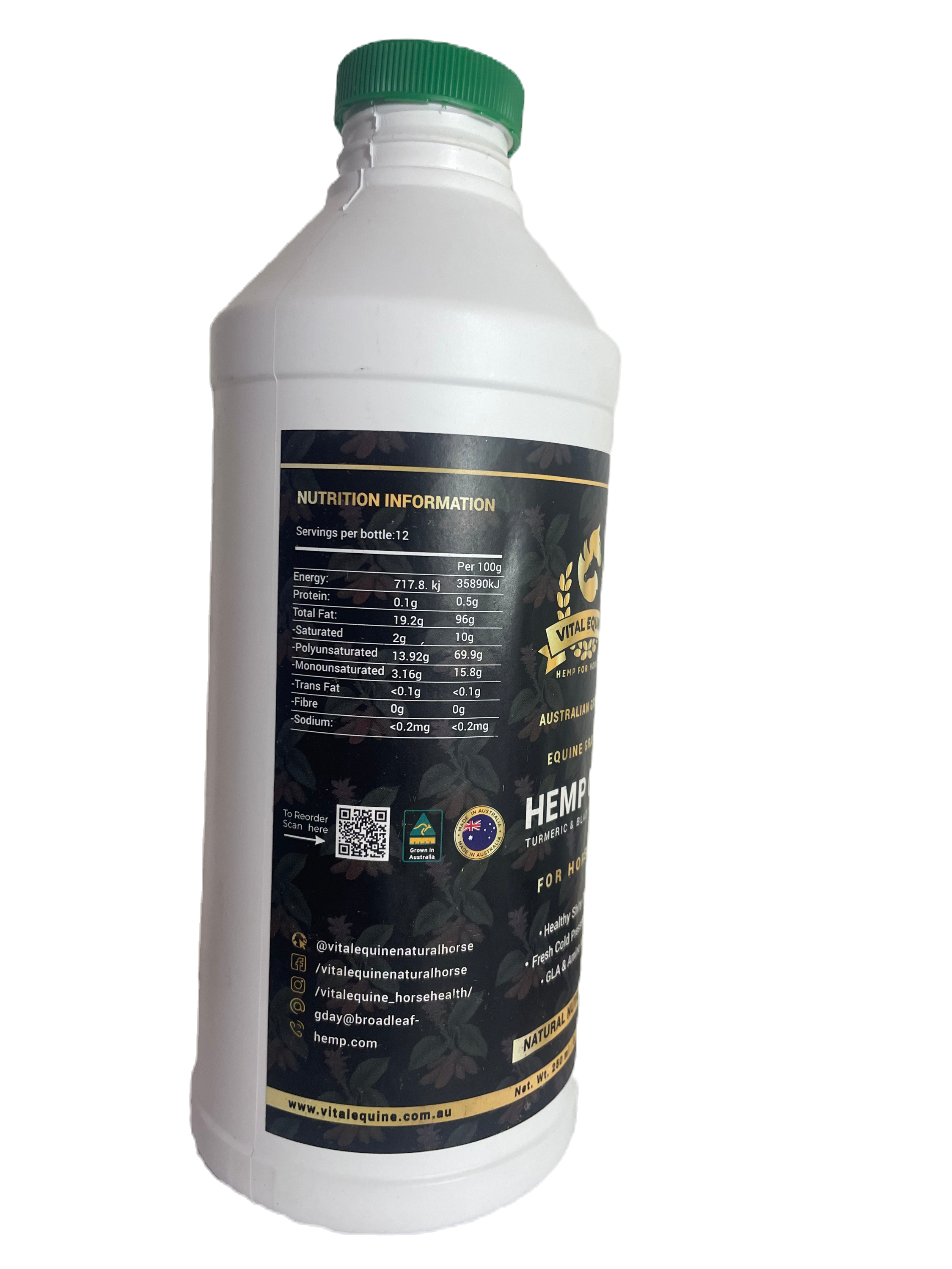 Pet Grooming Supplies: Vital Equine | Hemp & Turmeric Oil For Horses - 1 litre