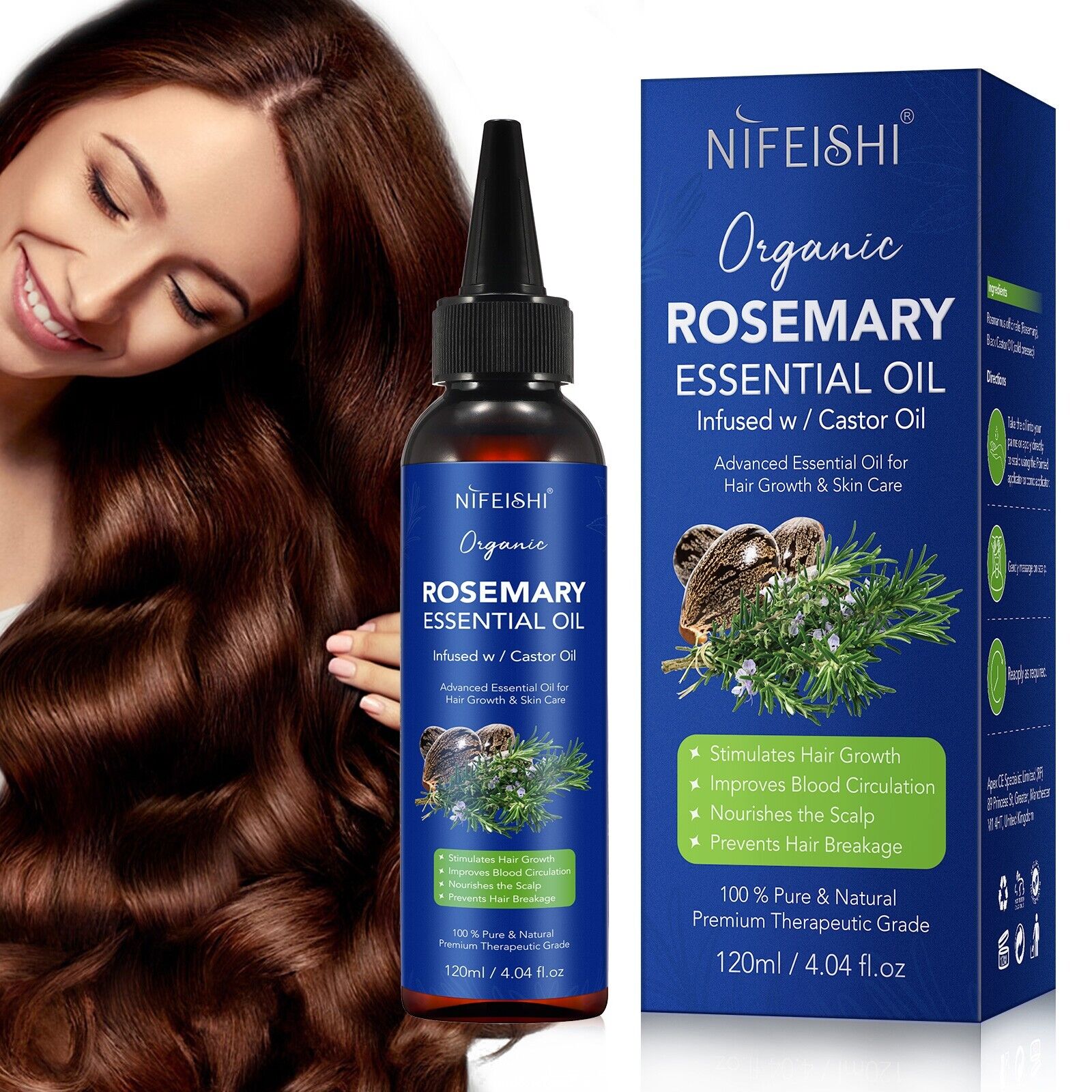Hair Styling Products: nifeishi organic rosemary essential oil 120 ml