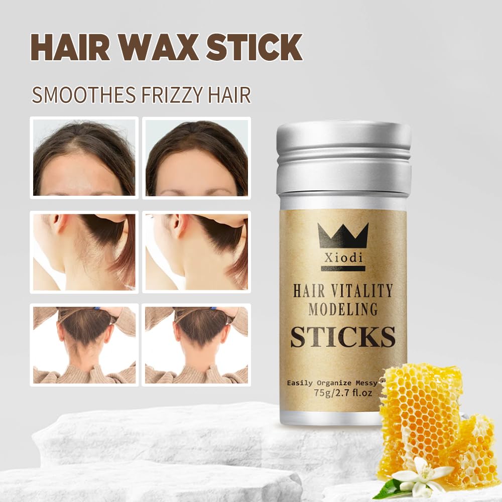 Shampoo & Conditioner: 2X Hair Edge Control Hair Wax Stick | 75g Each | Natural Styling for Relaxed & Natural Hair
