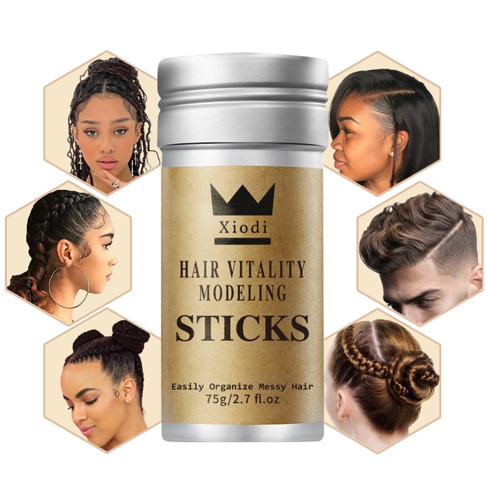 Shampoo & Conditioner: 2X Hair Edge Control Hair Wax Stick | 75g Each | Natural Styling for Relaxed & Natural Hair