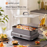 Speciality Appliances: HOPER LAYER Electric Hot Pot 6L  Multifunctional Nonstick Cooker with Grill, Boil, Simmer & Fry Modes 2000W Power, Square Removable Pot