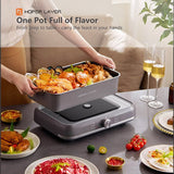Speciality Appliances: HOPER LAYER Electric Hot Pot 6L  Multifunctional Nonstick Cooker with Grill, Boil, Simmer & Fry Modes 2000W Power, Square Removable Pot