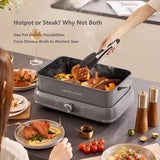 Speciality Appliances: HOPER LAYER Electric Hot Pot 6L  Multifunctional Nonstick Cooker with Grill, Boil, Simmer & Fry Modes 2000W Power, Square Removable Pot
