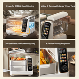 Rice Cookers & Steamers: Hoper Layer Electric Food Steamer 16L Large Capacity 10 Second Start 24H Timer Independent Water Tank