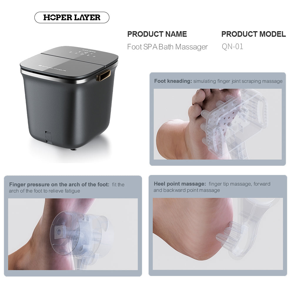 Foot Care: Hoper Layer Foot SPA Airbag Squeezing Foot Bath Massager Dry and Wet Dual-use QN-01