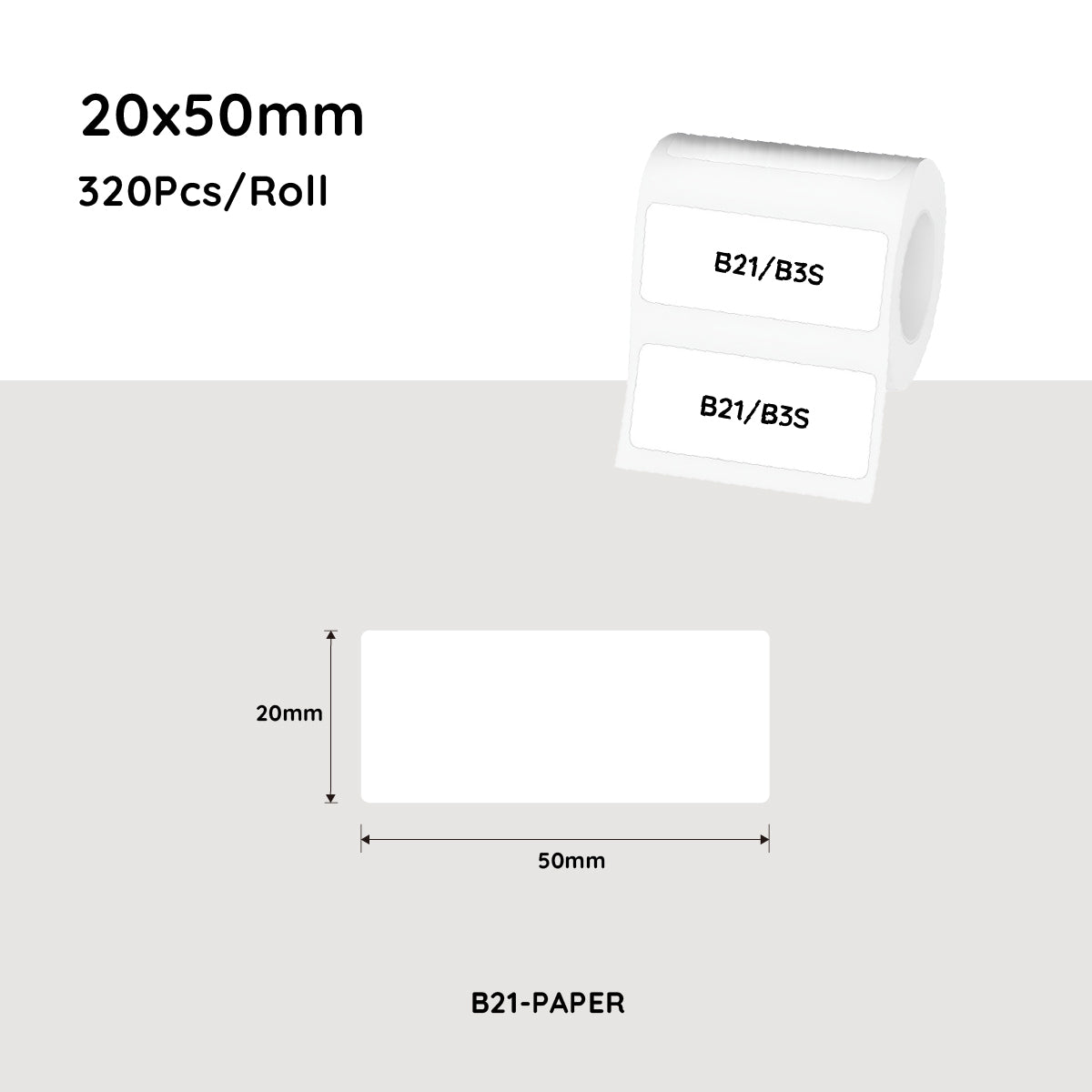 Labels: NiiMbot white label paper 50*20mm 320 Pcs For B21/B3S/B1