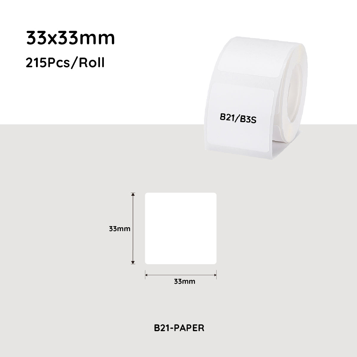 Labels: NiiMbot white label paper 33*33mm 215 Pcs For B21/B3S/B1