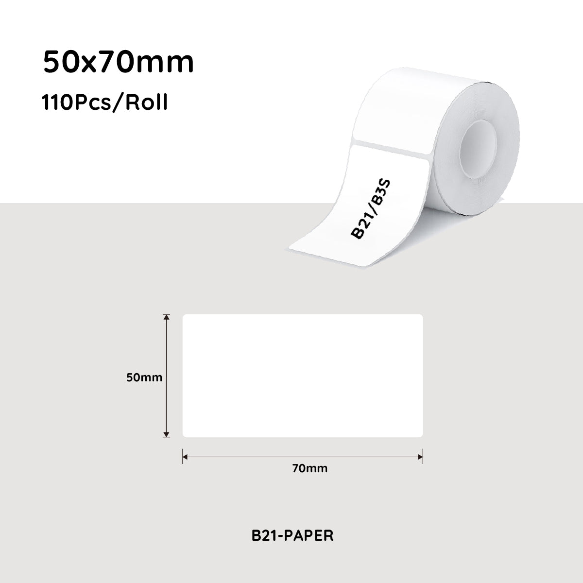 Labels: NiiMbot white label paper 50*70mm 110 Pcs For B21/B3S/B1