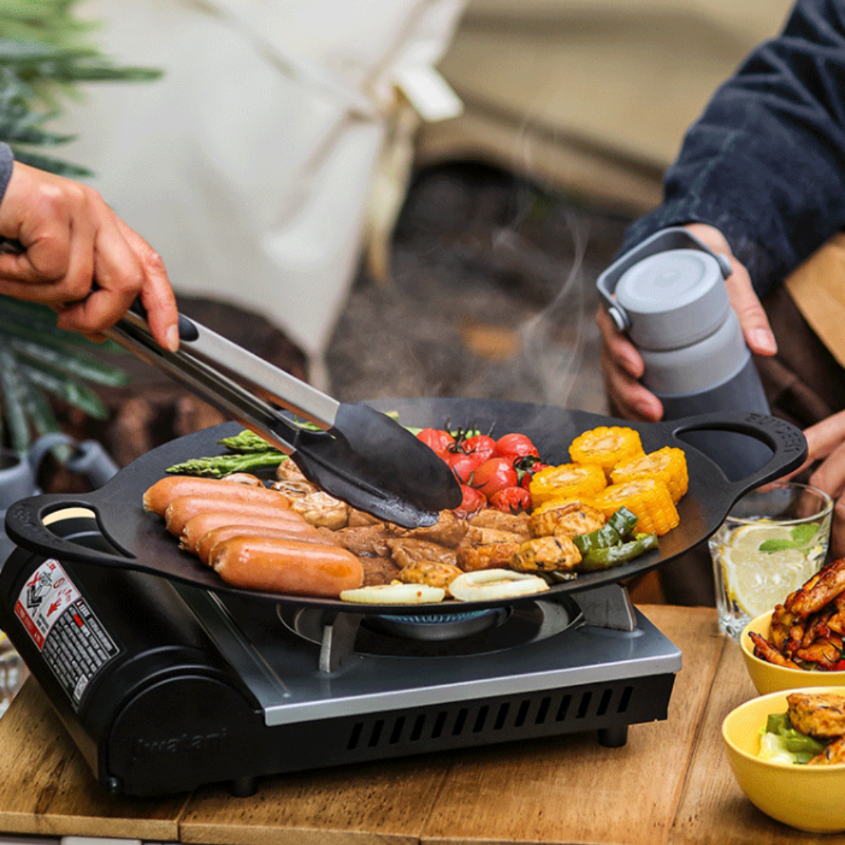 Skillets & Frying Pans: BUYDEEM Grill Pan Nonstick 36cm Round BBQ Griddle Indoor or Outdoor Cooking