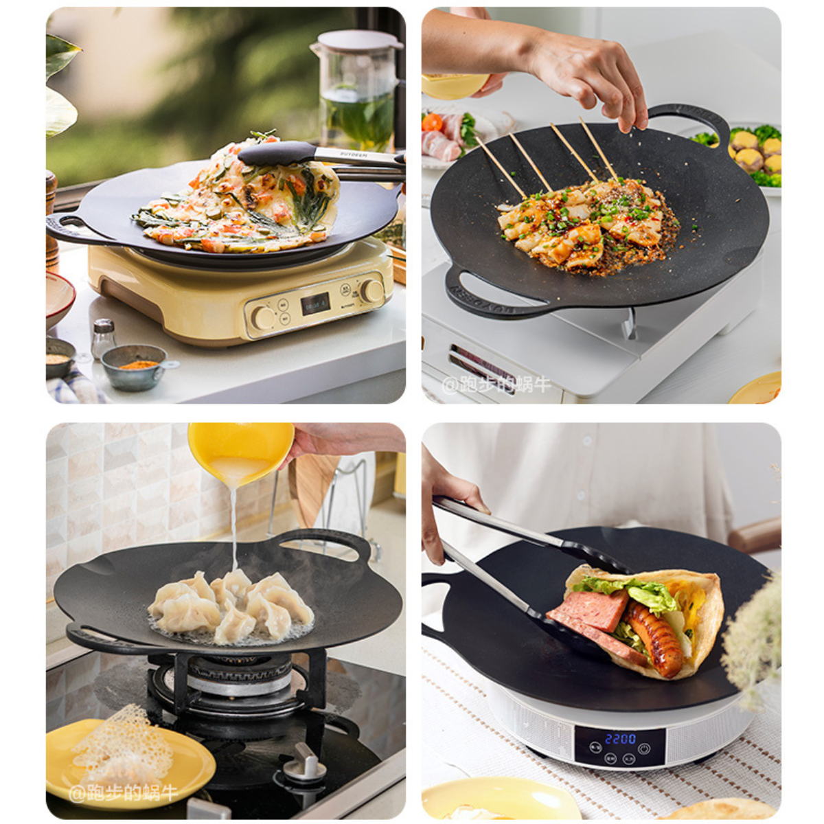 Skillets & Frying Pans: BUYDEEM Grill Pan Nonstick 36cm Round BBQ Griddle Indoor or Outdoor Cooking