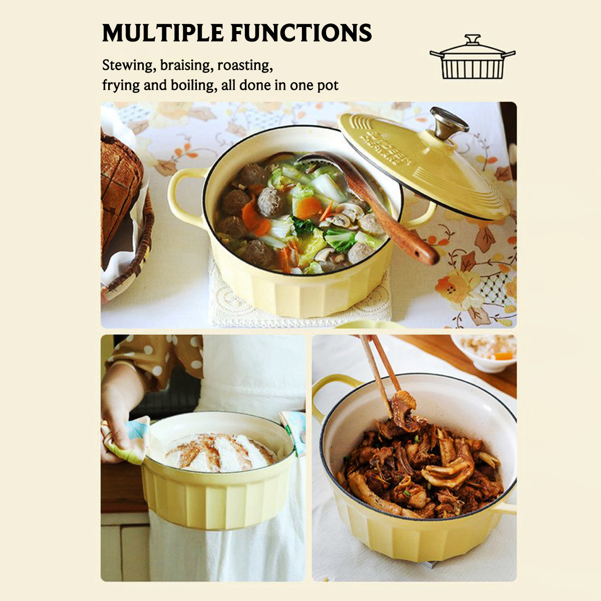 Skillets & Frying Pans: BUYDEEM CP521 Enameled Cast-Iron Dutch Oven