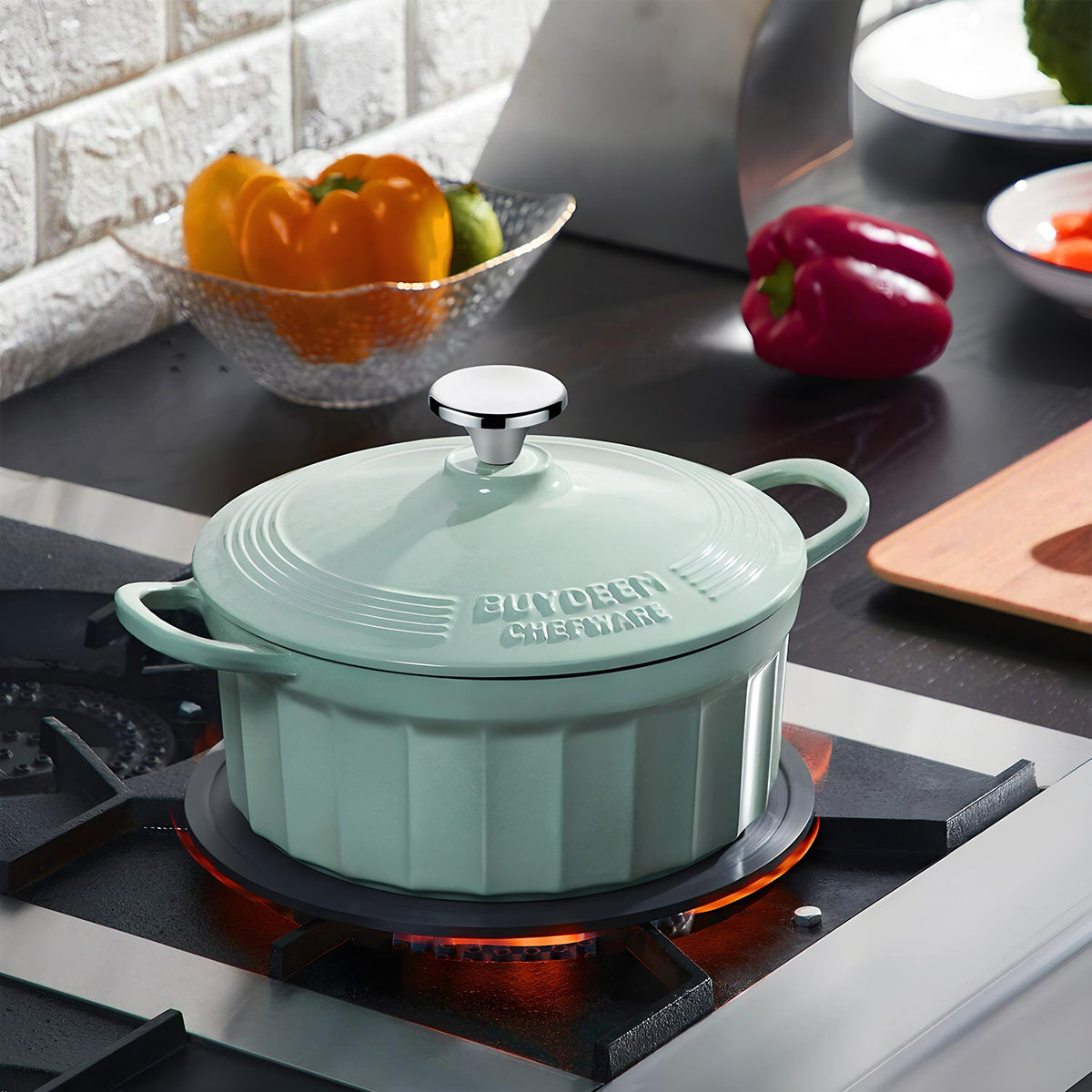 Skillets & Frying Pans: BUYDEEM Enameled Cast-Iron Dutch Oven