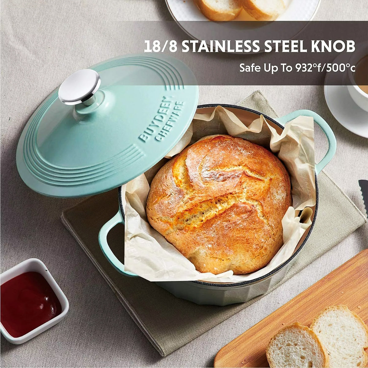 Skillets & Frying Pans: BUYDEEM Enameled Cast-Iron Dutch Oven