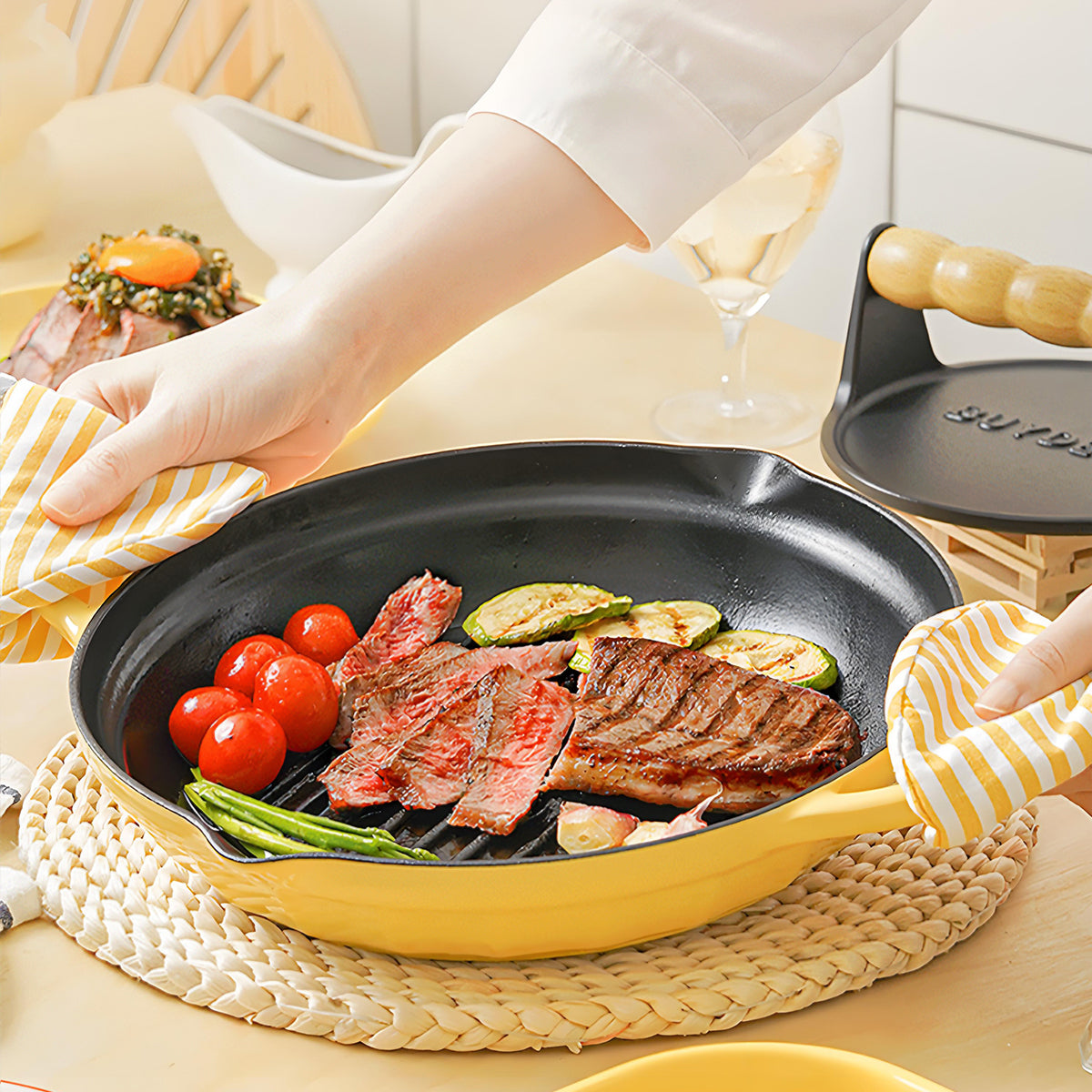 Skillets & Frying Pans: BUYDEEM CP553 Enameled Cast Iron Grill Pan