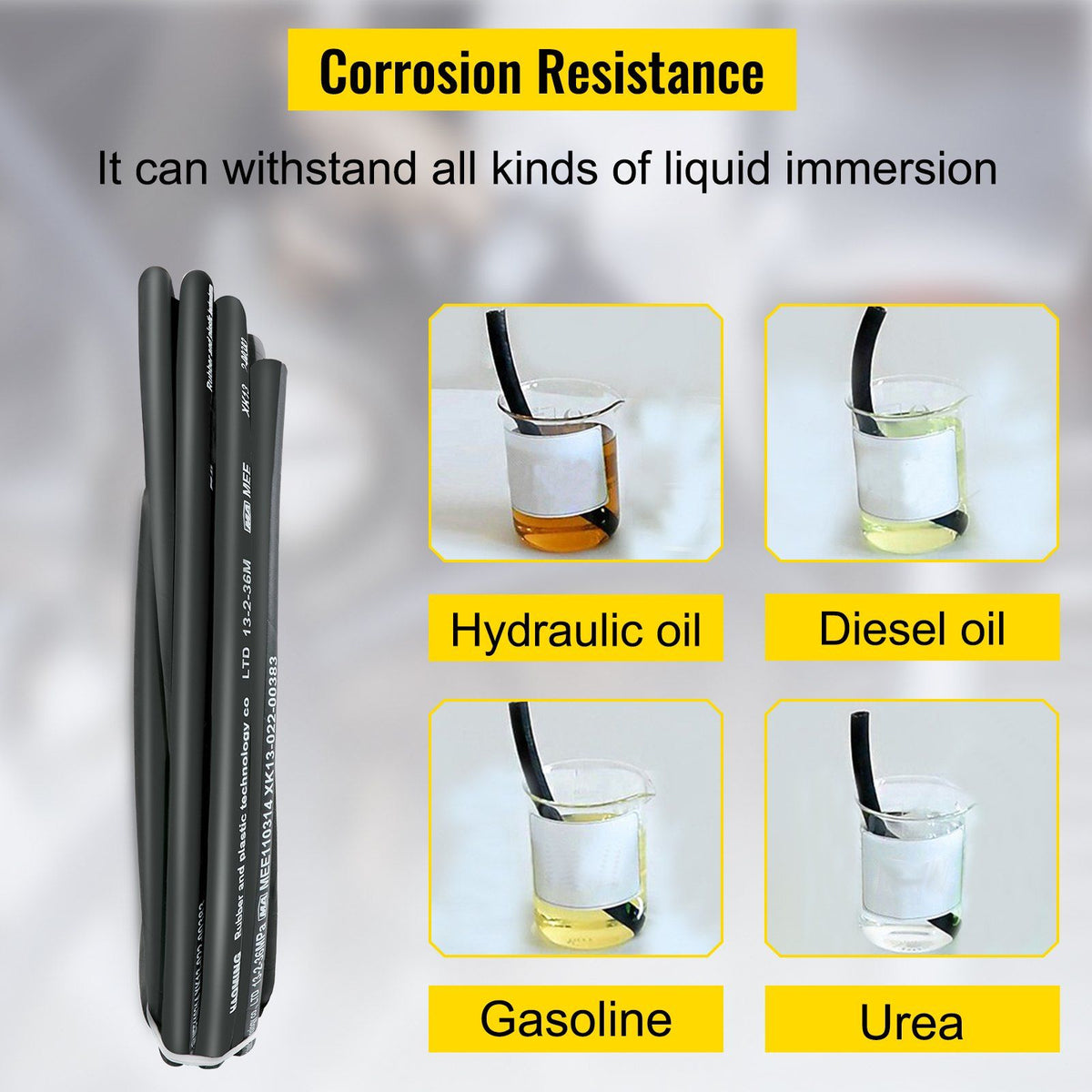 Hydraulic Hose 15m Rubber Hydraulic Hoses with 2 High-Tensile Steel Wire Braid, Inner Diameter 1/2 Inch, 5000 PSI Max, Bulk Hydraulic Hose -40 °F to 250 °F, Hydraulic Oil Flexible Hose