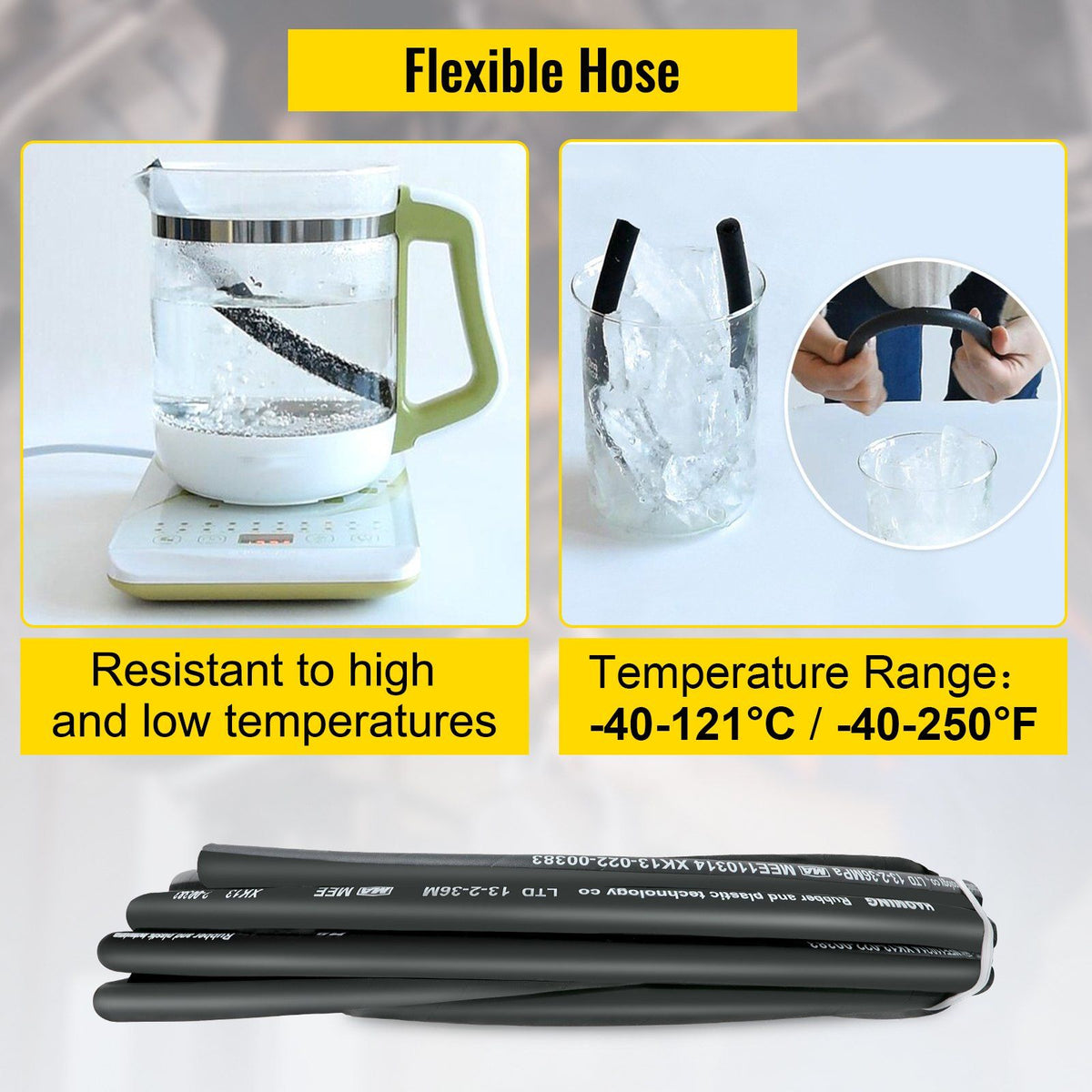 Hydraulic Hose 15m Rubber Hydraulic Hoses with 2 High-Tensile Steel Wire Braid, Inner Diameter 1/2 Inch, 5000 PSI Max, Bulk Hydraulic Hose -40 °F to 250 °F, Hydraulic Oil Flexible Hose