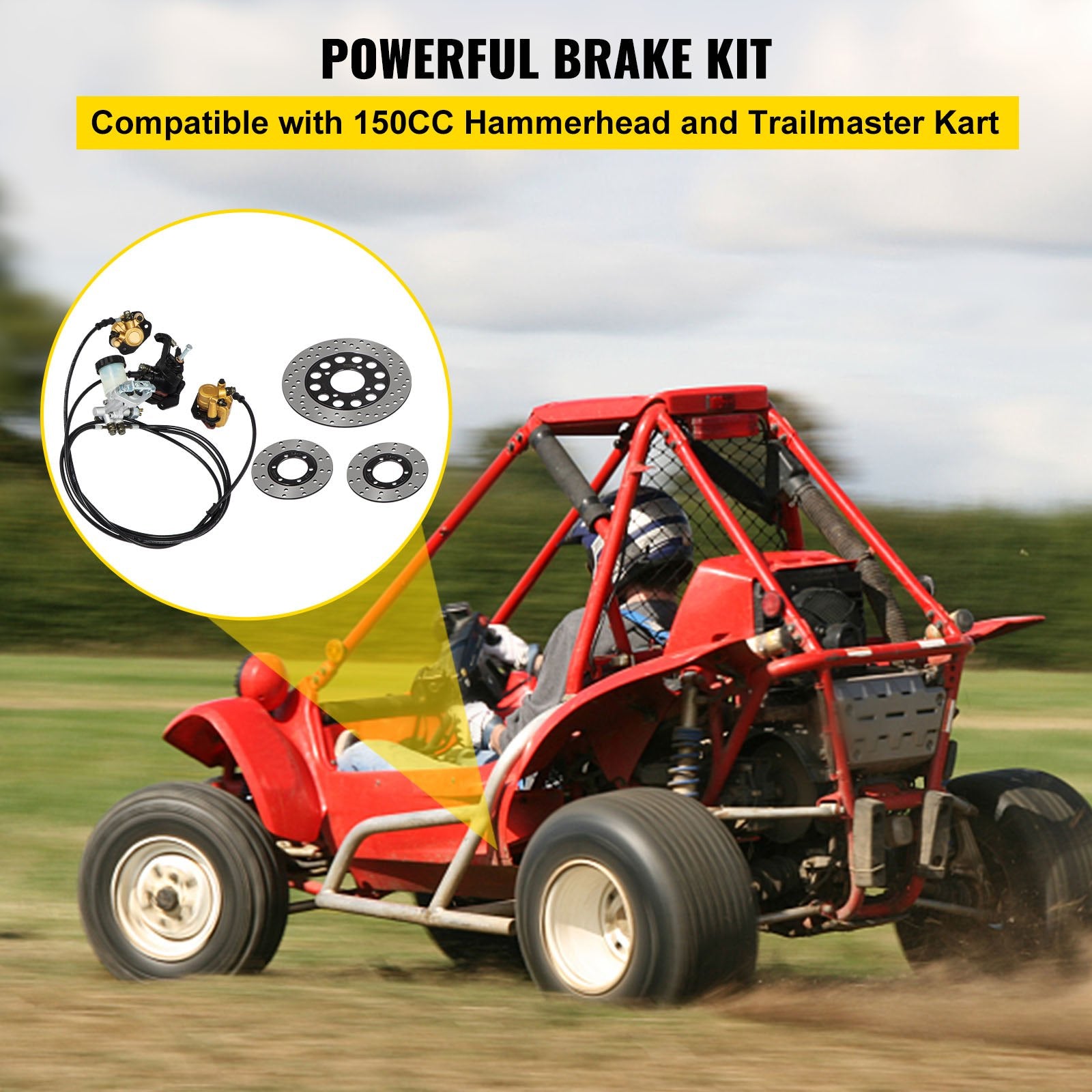 Automotive Repair & Speciality Tools: VEVOR Go Kart Brake Master Cylinder Kit Go Kart Hydraulic Brake Kit Universal Go Karts Brake Kit Complete Including Master Cylinder, Hose, Caliper, Pad for 150cc Automotive