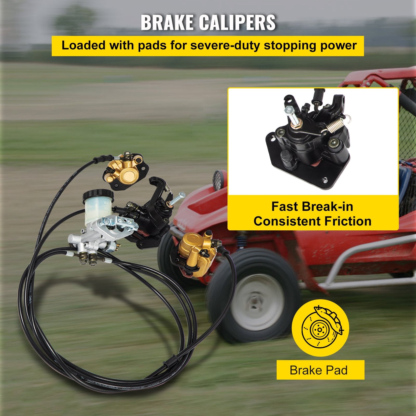 Automotive Repair & Speciality Tools: VEVOR Go Kart Brake Master Cylinder Kit Go Kart Hydraulic Brake Kit Universal Go Karts Brake Kit Complete Including Master Cylinder, Hose, Caliper, Pad for 150cc Automotive