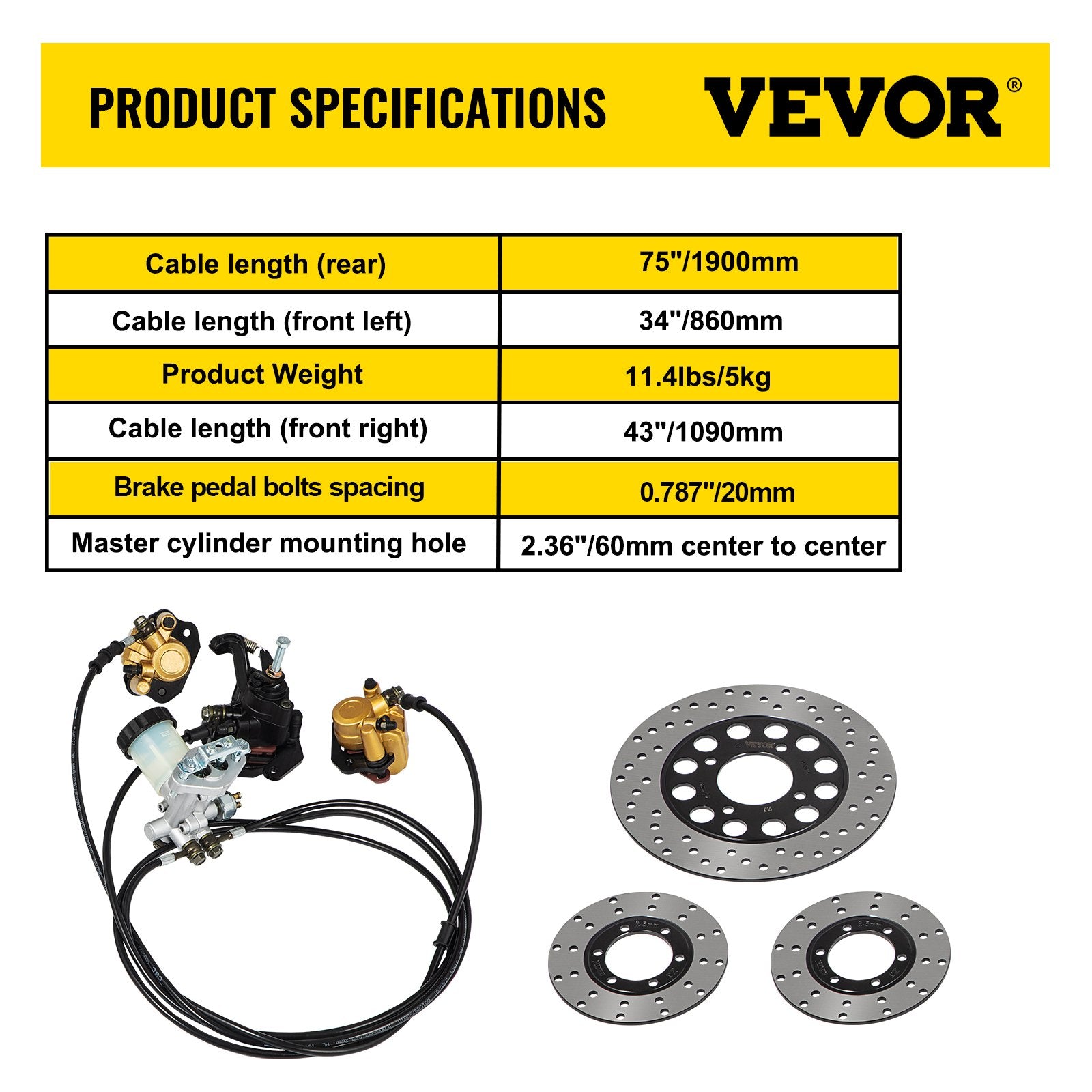 Automotive Repair & Speciality Tools: VEVOR Go Kart Brake Master Cylinder Kit Go Kart Hydraulic Brake Kit Universal Go Karts Brake Kit Complete Including Master Cylinder, Hose, Caliper, Pad for 150cc Automotive