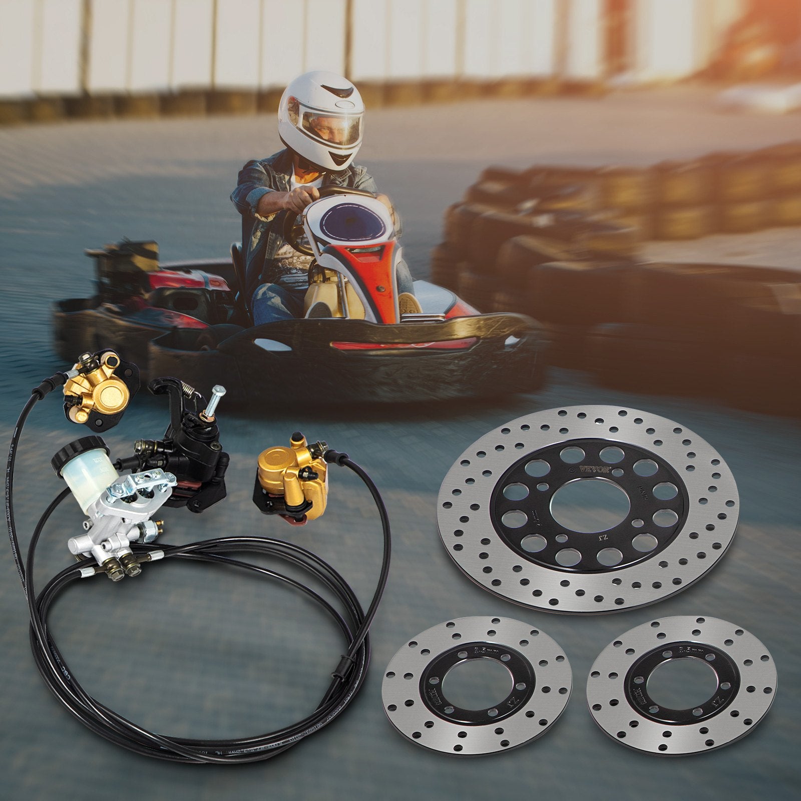 Automotive Repair & Speciality Tools: VEVOR Go Kart Brake Master Cylinder Kit Go Kart Hydraulic Brake Kit Universal Go Karts Brake Kit Complete Including Master Cylinder, Hose, Caliper, Pad for 150cc Automotive