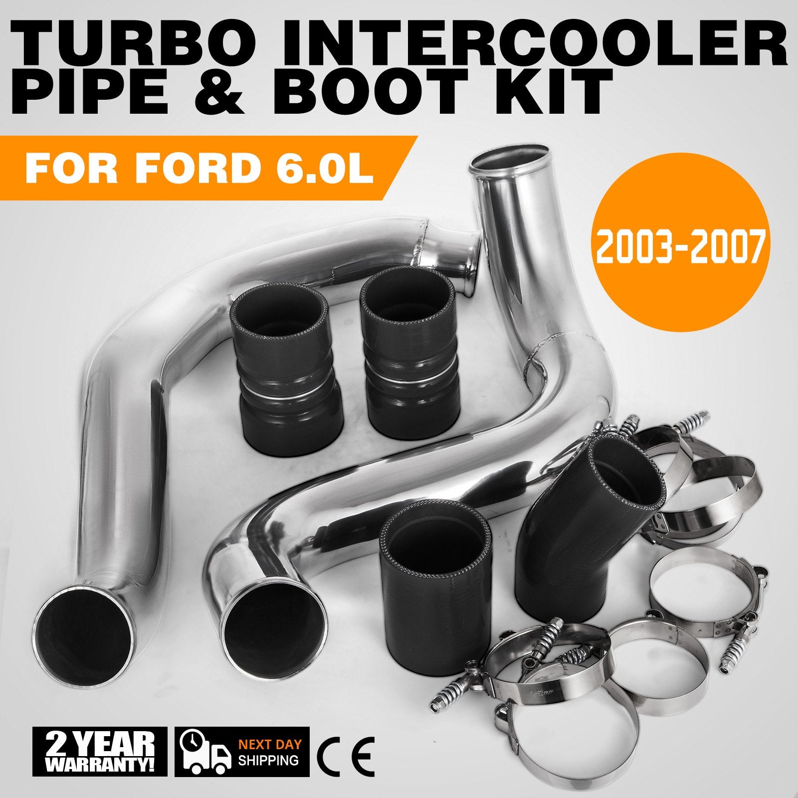 Fuel & Exhaust: VEVOR Turbo Intercooler Pipe & Boot Kit Silver for 03-07 Ford 6.0L Powerstroke Diesel