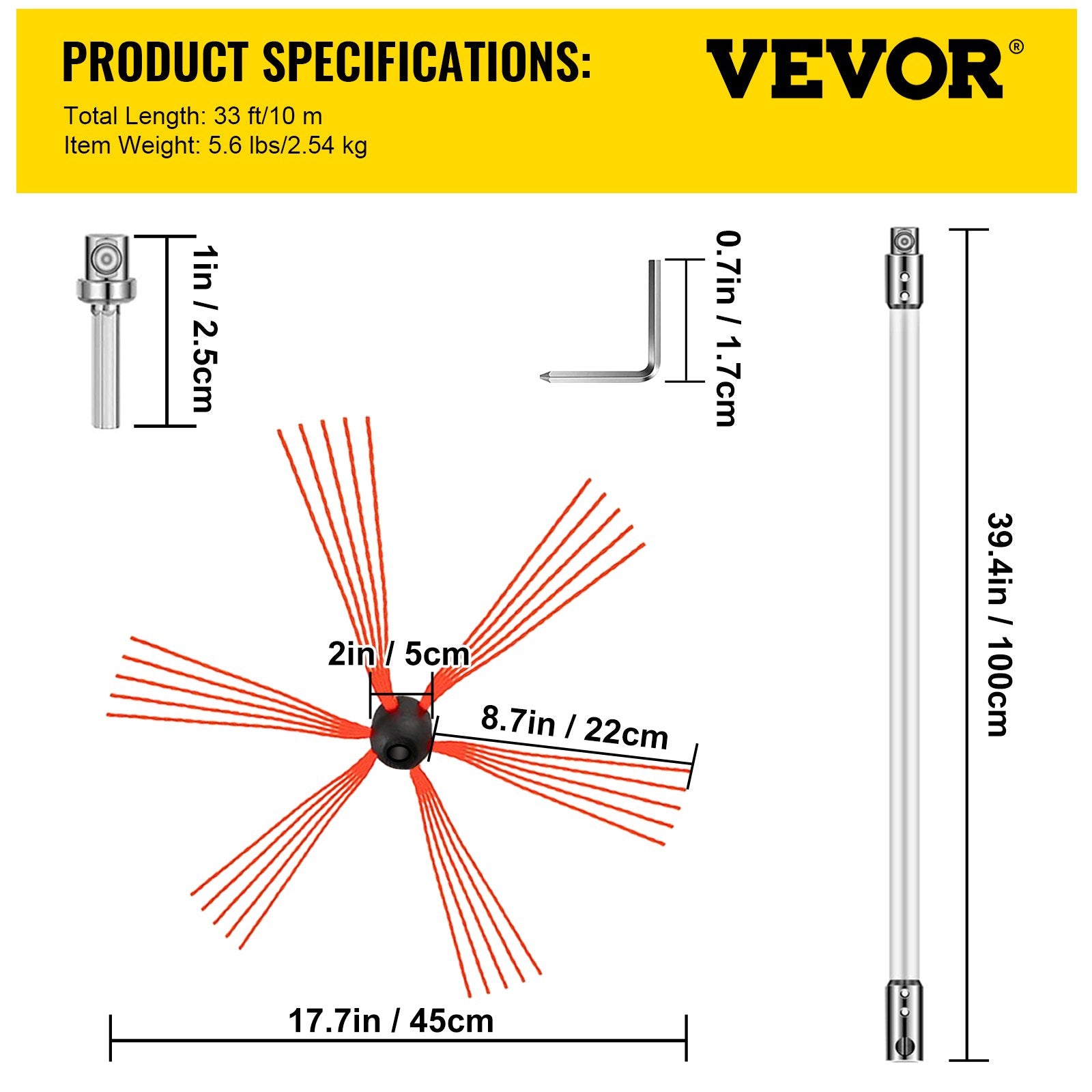 Fire Pit Accessories: VEVOR Chimney Sweep Kit 33FT Chimney Cleaning Kit Nylon Sooteater Chimney Cleaning Kit Flexible Brush Head Chimney Sweeping Kit Easy Connecting Chimney Brush With 10 White Rods